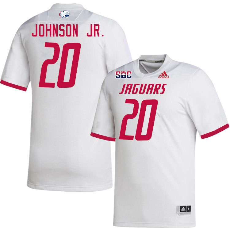 #20 Tirrell Johnson Jr. South Alabama Jaguars Jerseys,College Football Uniforms,Apparels Stitched-Wh